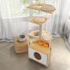 Corner Cat Tower Tree with Scratching Post, Climbing Platforms, and Feeding Station ‚Äì Multi-Level Cat Condo