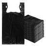 Pack of 500 Black Plastic Bags 15 x 7 x 26. Plain Carry-Out T-Shirt Bags 15x7x26. Thickness 0.65 mil. Unprinted Shopping Bags. Handled Polyethylene Ba