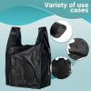 Pack of 500 Black Plastic Bags 15 x 7 x 26. Plain Carry-Out T-Shirt Bags 15x7x26. Thickness 0.65 mil. Unprinted Shopping Bags. Handled Polyethylene Ba