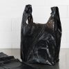Pack of 500 Black Plastic Bags 15 x 7 x 26. Plain Carry-Out T-Shirt Bags 15x7x26. Thickness 0.65 mil. Unprinted Shopping Bags. Handled Polyethylene Ba