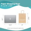 Pack of 250 Paper Shopping Bags 8 x 4.75 x 10.5. Brown Kraft Carry-Out Bags 8 x 4 3/4 x 10 1/2 Merchandise Gift Bags. Reusable Durable Bags with Handl