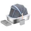 1 Pack Large(24*16*17"H) Stainless Steel Cat Litter Box with Lid, Extra Large Metal Litter Box for big cats