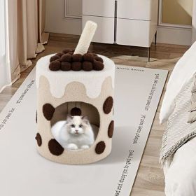 Bubble Tea Cat Tree Tower with Scratching Post (Color: Coffee)